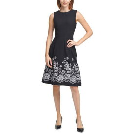 カルバンクライン Calvin Klein Womens Black Knit Mini Fit & Flare Dress Petites 0P レディース