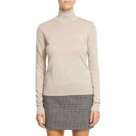 セオリー Theory Womens Beige 100% Cashmere Shirt Mock Turtleneck Sweater Top M レディース