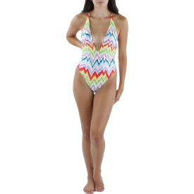 ミッソーニ Missoni Womens White Chevron Plunging Beachwear One-Piece Swimsuit 46 レディース