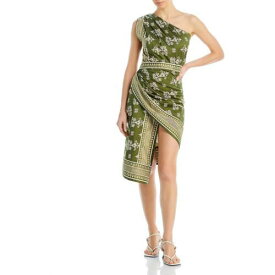 Andres Otalora Womens Green Faux Wrap Cotton Wrap Dress 8 レディース