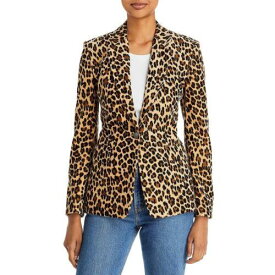フレーム FRAME Womens Tan Animal Print Velveteen One-Button Blazer Jacket 6 レディース