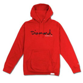 ダイヤモンド Diamond Supply Co. Men's OG Script Red Long Sleeve Pullover Hoodie Clothing A... メンズ