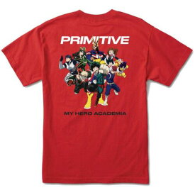 Primitive Skateboarding プリミティブ Primitive Men's x My Hero Academia Red Short Sleeve T Shirt Clothing Apparel ... メンズ