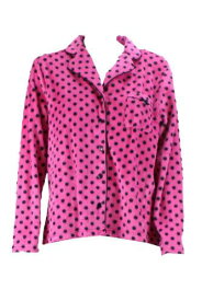 CharterClub Charter Club Pink Polka Dots Button-Front Notch-Collar Pocket Pajama Shirt M レディース