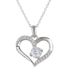 DBFL .925 Sterling Silver Open Heart CZ Pendant Necklace ユニセックス