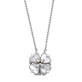 DBFL Sterling Silver .925 Necklace CZ MOP Magnetic Flower Heart Rhodium Plated ユニセックス