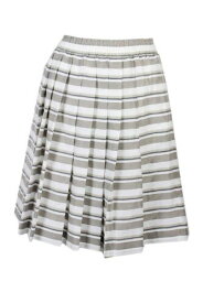 MaxMara Maxmara White Gray Multi Striped Pleated Skirt 6 レディース