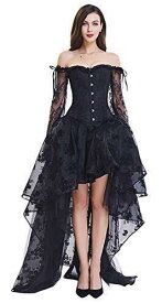 New ListingKimring Womens Steampunk Victorian Off Shoulder Embroidery Long Sleeves Corset レディース