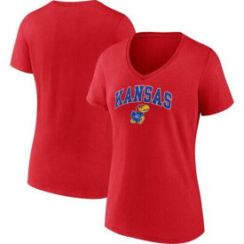 Women's Fanatics Red Kansas Jayhawks Evergreen Campus V-Neck T-Shirt レディース