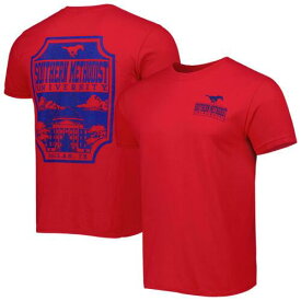 Image One イメージ ワン Men's Red SMU Mustangs Logo Campus Icon T-Shirt メンズ