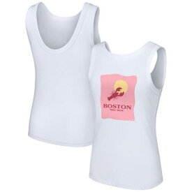 Women's Lusso Style White Boston Red Sox Lindy Tank Top レディース