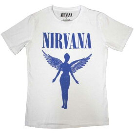 Nirvana - Angelic Blue Mono - Ladies Junior White T-shirt レディース