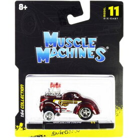 Muscle Machines 1/64 Scale Diecast Model Car 1941 Willys Coupe Red and White