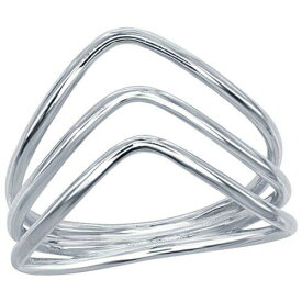 Classic Women's Ring Sterling Silver Triple Row V Shaped Fancy Size 6 W-1657-6 レディース