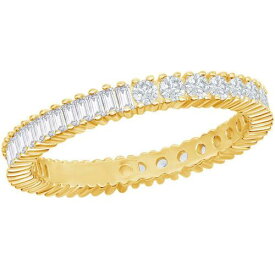 Classic Women's Ring Gold Round and Baguette White CZ Band Size 7 W-2686-7 レディース