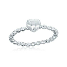 Classic Sterling Silver Small Heart Beaded Band Ring Size 7 ユニセックス