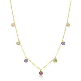 Unbranded Sterling Silver Gold Plated Dangling Rainbow CZ Necklace ユニセックス