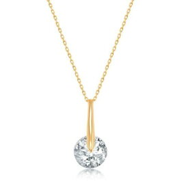 Classic Sterling Silver Gold Plated Spinning Round CZ Necklace ユニセックス