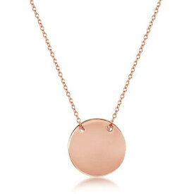 Classic Sterling Silver Polished Engravable Disc Necklace - Rose Gold Plated ユニセックス