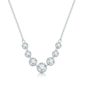 Classic Sterling Silver Graduating Cubic Zirconia Necklace ユニセックス