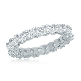 Classic Sterling Silver 3mm CZ Eternity Band Ring Size 7 ユニセックス