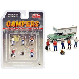 American Diorama Diecast Set Campers for 1/64 Models Limited Edition 6 Pieces