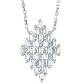 Classic Sterling Silver Baguette Diamond Shaped Necklace ユニセックス