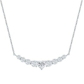 Classic Women's Necklace Graduating Round CZ with Center Heart Curved Bar M-7108 レディース