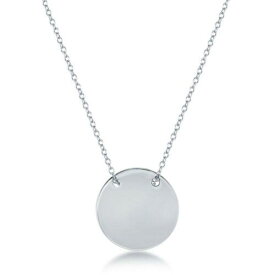 Classic Sterling Silver Polished Engravable Disc Necklace ユニセックス