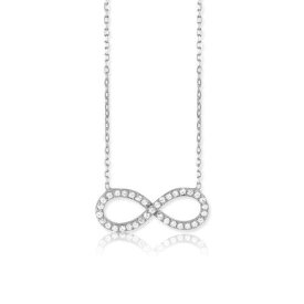 Classic Women's Necklace Sterling Silver Cubic Zirconia Infinity Design 16 inch レディース