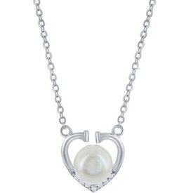 Classic Women's Necklace Sterling Silver Round FWP with CZ Heart M-6870 レディース