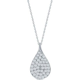 Classic Women's Necklace Sterling Silver Micro Pave White CZ Pear-Shaped M-6588 レディース