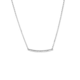 Classic Women's Necklace Sterling Silver Cubic Zirconia Curved Bar 16 inch レディース