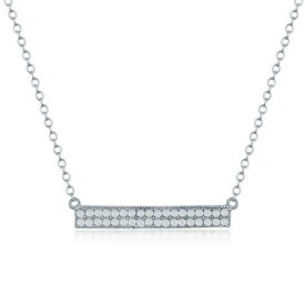 Unbranded Sterling Silver Double Row CZ Bar Necklace ユニセックス