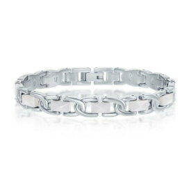 Classic Stainless Steel Faceted White Ceramic Link Bracelet 7 ユニセックス