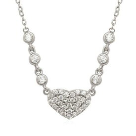 Classic Women's Necklace Sterling Silver Cubic Zirconia Heart with Bezel Set レディース