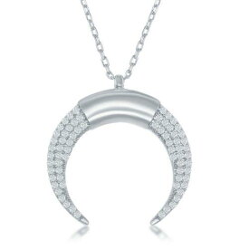 Classic Women's Necklace Sterling Silver Reversed Horn Cubic Zirconia 16 inch レディース