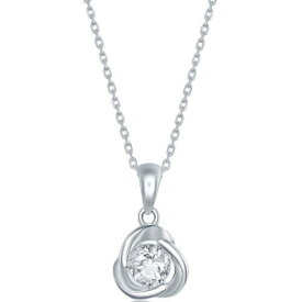 Classic Women's Necklace Sterling Silver Round White CZ Love Knot Shape M-6667 レディース