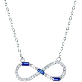 Classic Women's Necklace Sterling Silver White and Sapphire CZ Infinity M-6953 レディース