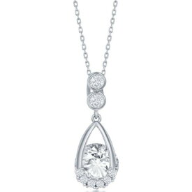 Classic Women's Necklace Sterling Silver Pear-shaped Round Spinning CZ M-6507 レディース