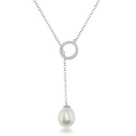 Classic Sterling Silver CZ Circle with Teardrop FWP Adjustable Necklace ユニセックス