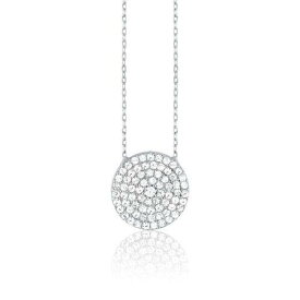 Classic Women's Sterling Silver Necklace Cubic Zirconia Disc Design 16 inch レディース