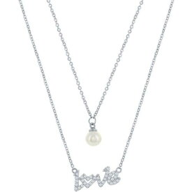 Classic Women's Necklace Sterling Silver CZ LOVE and Round FWP Layered M-6875 レディース