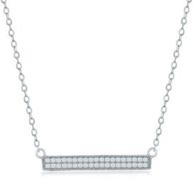 New ListingClassic Women's Necklace Sterling Silver Double Row White CZ Bar Shape M-5314 レディース