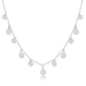 Classic Sterling Silver Dangling Cubic Zirconia's and Discs Necklace ユニセックス