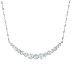 Classic Women's Necklace Sterling Silver Graduating Round CZ M-6965 レディース