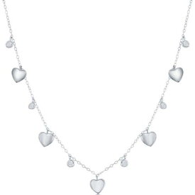 Classic Women's Necklace Sterling Alternating Heart and Bezel-Set CZ M-6803 レディース