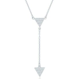 Classic Sterling Silver CZ Triangle with Y Design Necklace ユニセックス
