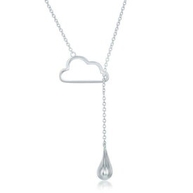 Classic Sterling Silver Cloud and Hanging Raindrop Necklace ユニセックス