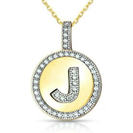 Classic Sterling Silver Gold Plated Circle J Pendant with Chain ユニセックス